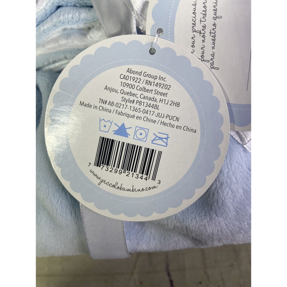 PB Piccolo Bambino White Blue Knot Shooting Star Moon Baby Blanket Lovey Velour - Picture 3 of 6